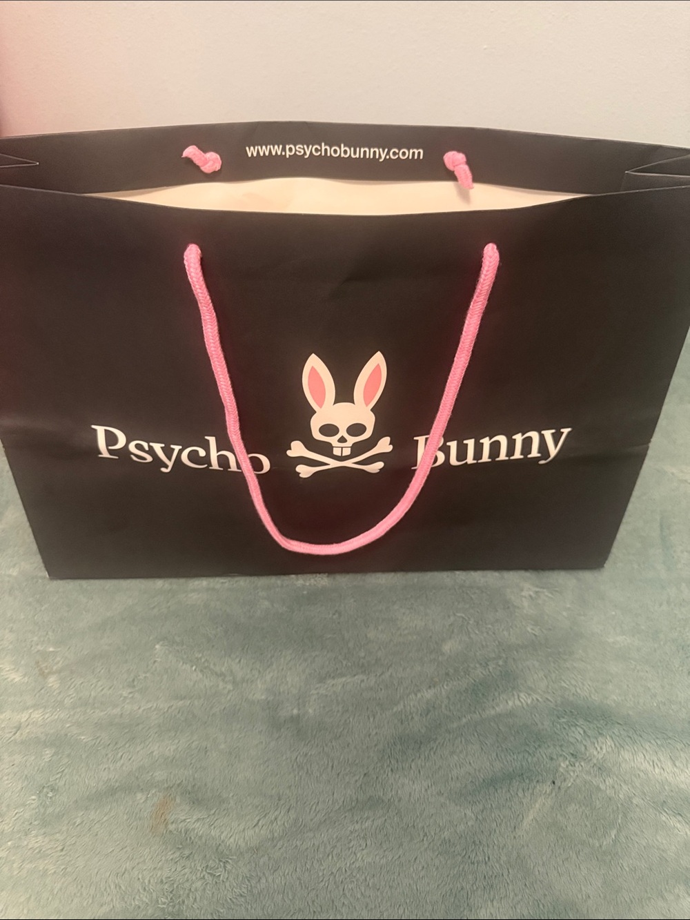 Psycho Bunny Black and Pink Logo Gift Bag